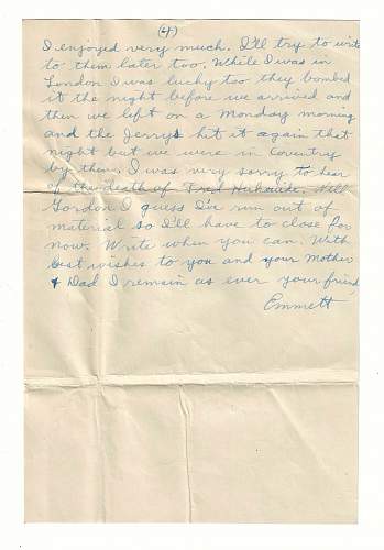 WW2 Era Letter Written by U.S. Serviceman in Ireland. He writes about the weather, countryside, furlough to England, Jerries bombing London, visiting Giant’s Causeway and more.