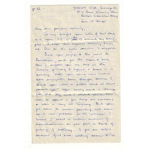 WW2 Era Letter Written by British Serviceman. He writes of his stay in Brussels, Bombing Jerries, and many other topics.