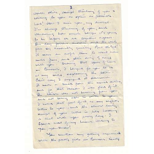 WW2 Era Letter Written by British Serviceman. He writes of his stay in Brussels, Bombing Jerries, and many other topics.