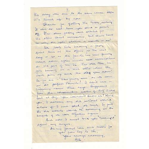 WW2 Era Letter Written by British Serviceman. He writes of his stay in Brussels, Bombing Jerries, and many other topics.