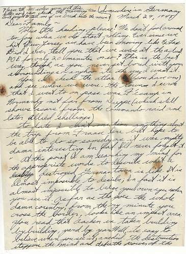 WW2 Era Letter Written by U.S. Serviceman. He writes of the mind blowing destruction in Aachen and more.
