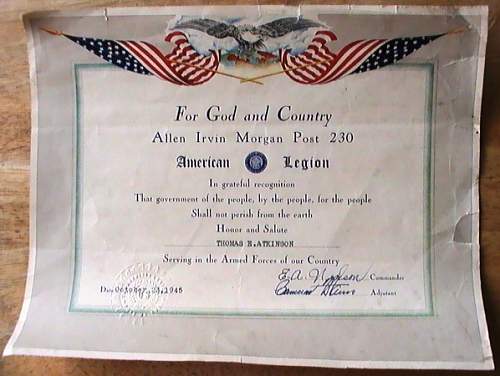 A US thank you for your service certificate