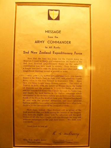 Letter to 2nd New Zealand Expeditionary Force