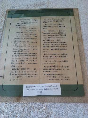 Surrender leaflet dropped  Guadal Canal and the Solomen Islands .....??????