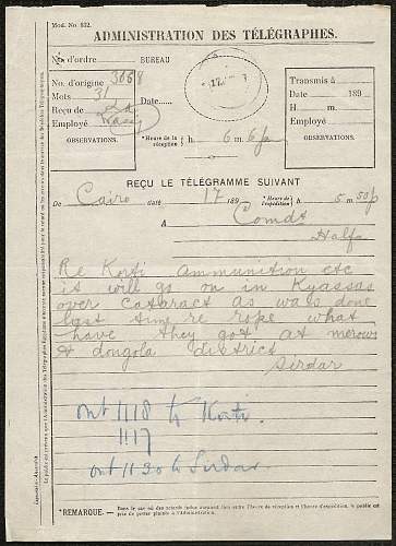 Telegrams from Nile Expedition 1898/9