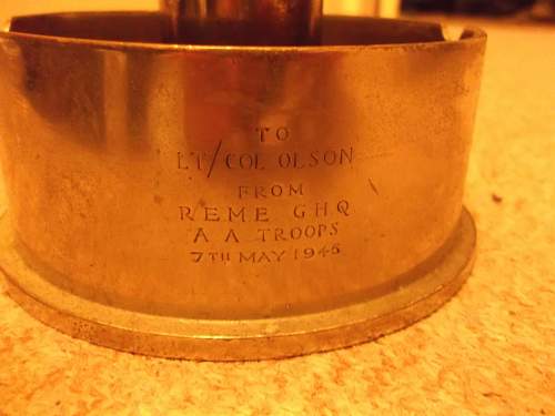 WW2 Trench Art to a Lt/ Col