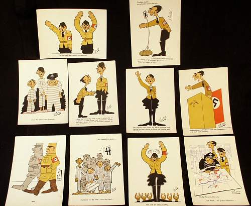 Dutch Postcards by Ton Smits ridiculing; Hitler, Goebbels, etc.