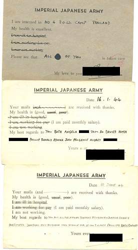 British POW Postcards- imp japanese army.