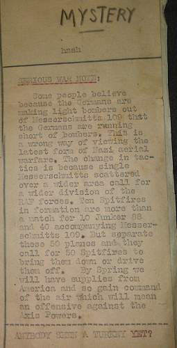 battle of Britain public airraid shelter newsletters