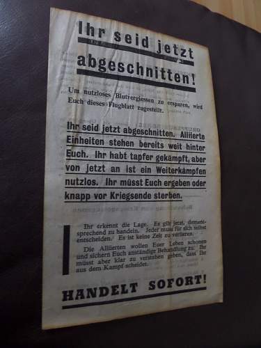 WW2 allied propaganda leaflet dropped on Germany by RAF