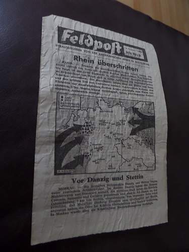 WW2 allied propaganda leaflet dropped on Germany by RAF