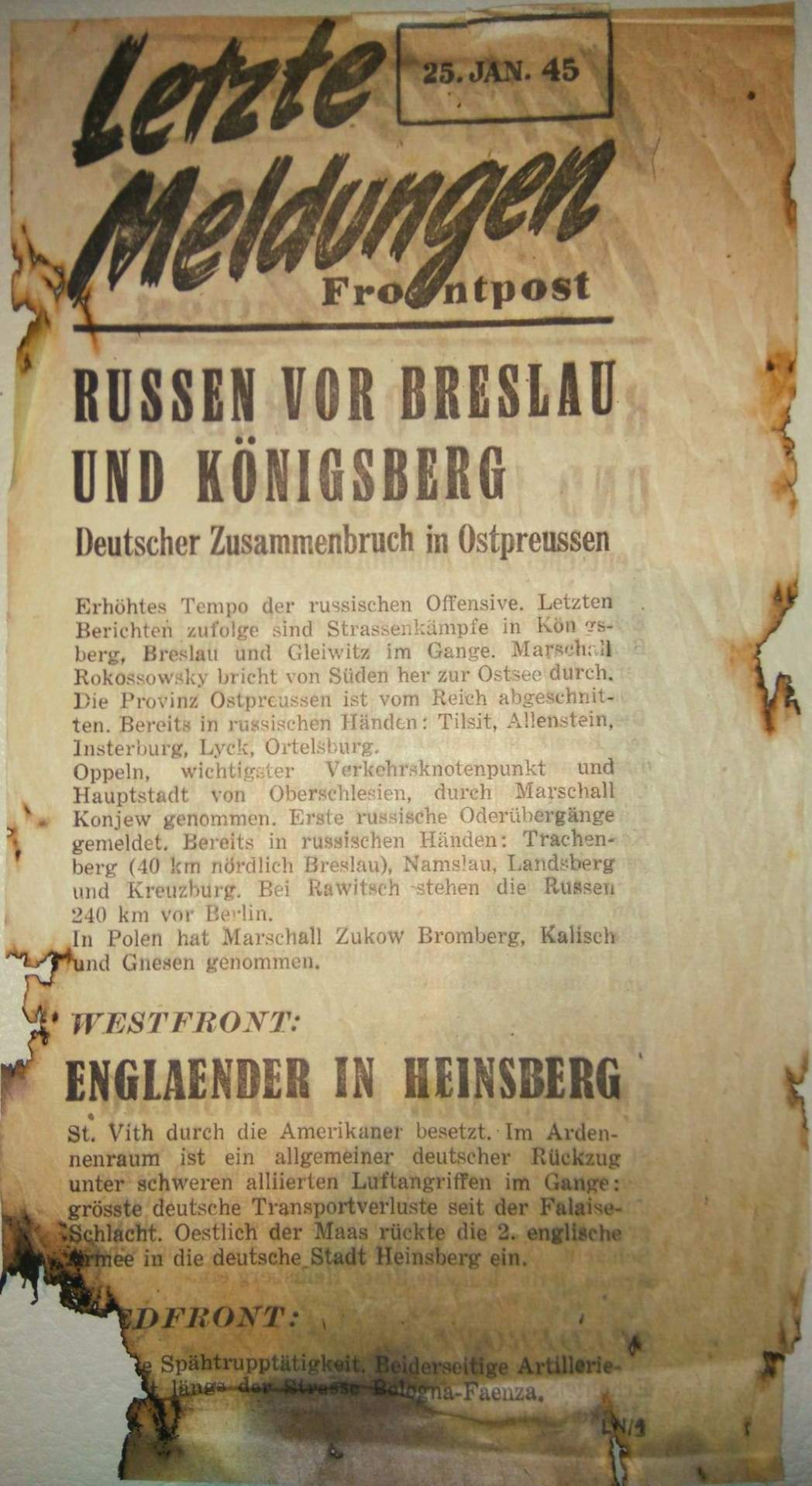 US Army leaflet for German soldiers