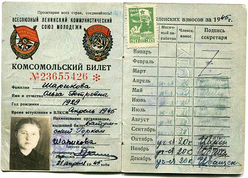 Komsomol tickets of the USSR (&#1050;&#1086;&#1084;&#1089;&#1086;&#1084;&#1086;&#1083;&#1100;&#1089;&#1082;&#1080;&#1081; &#1073;&#1080;&#1083;&#1077;&#1090;)