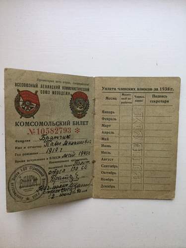 Wartime Soviet Komsomol Cards