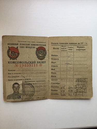 Wartime Soviet Komsomol Cards
