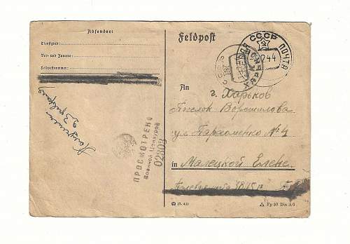 WW2 Era Postcard Written by Russian Soldier shortly after pushing Germans out of Village