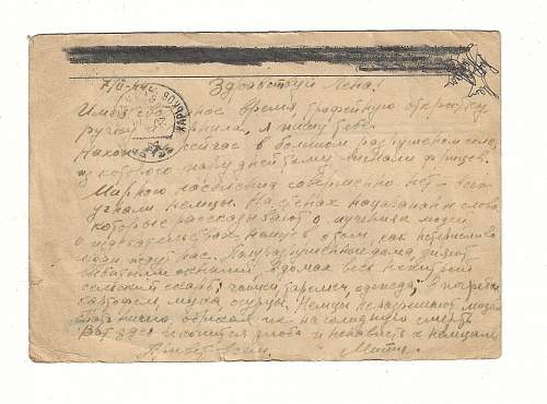 WW2 Era Postcard Written by Russian Soldier shortly after pushing Germans out of Village