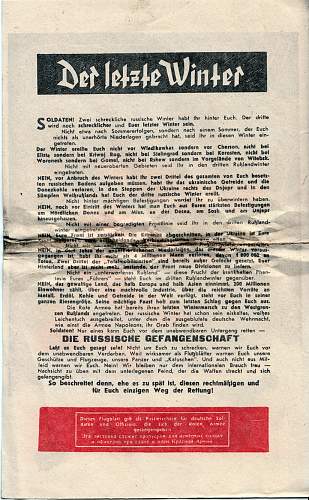 Soviet captivity flyers for German soldiers.