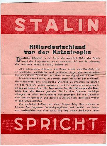 Soviet captivity flyers for German soldiers.