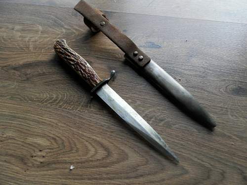 trench knife horn stag grips