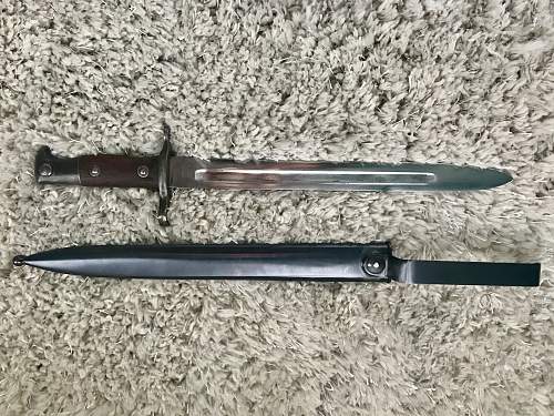 Krag bayonet and scabbard