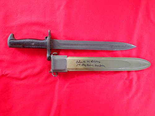 US M1 Bayonet Signed by Charles LIndberg - Iwo Jima