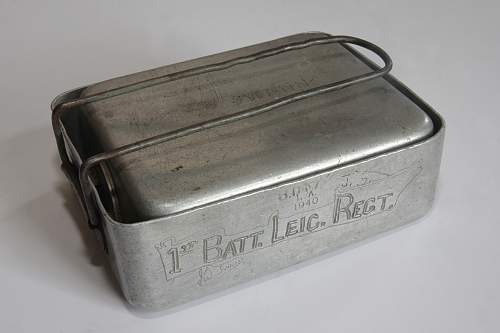 British Mess Tin, 1940 ~ Named to 1st Battalion, Leicestershire Regiment