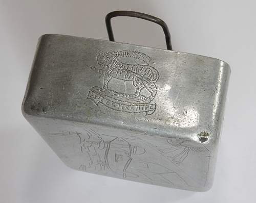 British Mess Tin, 1940 ~ Named to 1st Battalion, Leicestershire Regiment