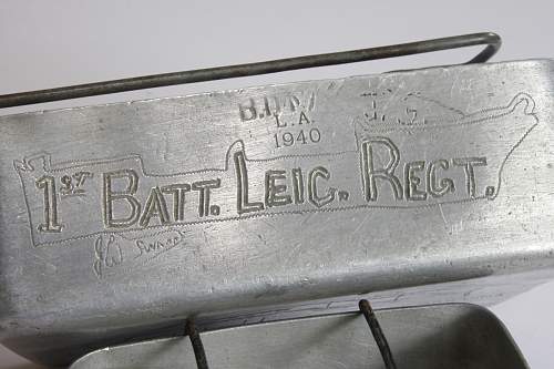 British Mess Tin, 1940 ~ Named to 1st Battalion, Leicestershire Regiment