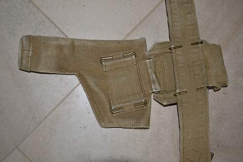 British 1937 pattern late war issue webbing belt complete with holster and ammo pouch