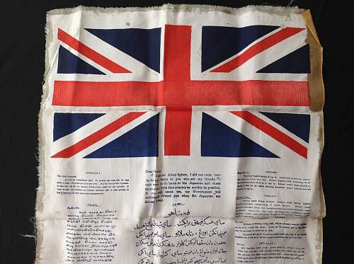 WW2 British British RAF Far East Blood Chit different pattern