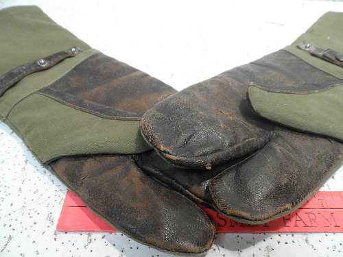 Unknown gloves - leather - OD canvas (NOT the yellow leather type)