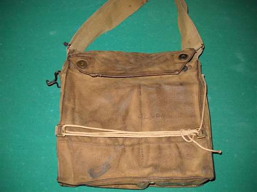 U.S. Army issue, WWI gas mask and satchel bag