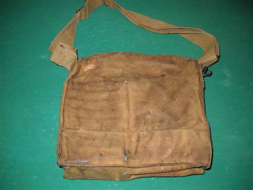 U.S. Army issue, WWI gas mask and satchel bag