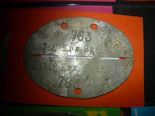 German WW2 dog tag 2./ Inf. Ers. Batl. 400