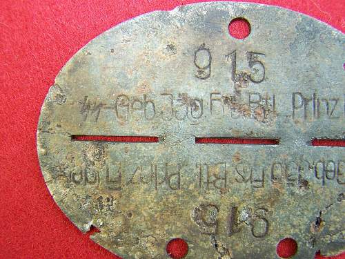 Prinz Eugen (Gebirgsjäger-Ersatzbataillon) dog tag