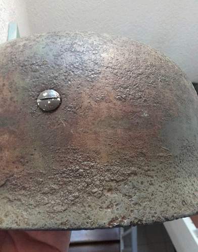 Original M38 Helmet with repro liner and chinstrap shell original?