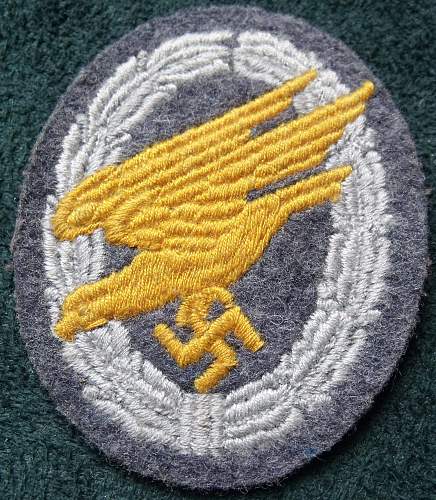 Luftwaffe Fallschirmjager Cloth Badge