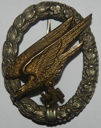 Fallschirmschützenabzeichen der Luftwaffe - imme and sohn in case and cloth badge