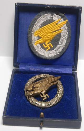 Fallschirmschützenabzeichen der Luftwaffe - imme and sohn in case and cloth badge