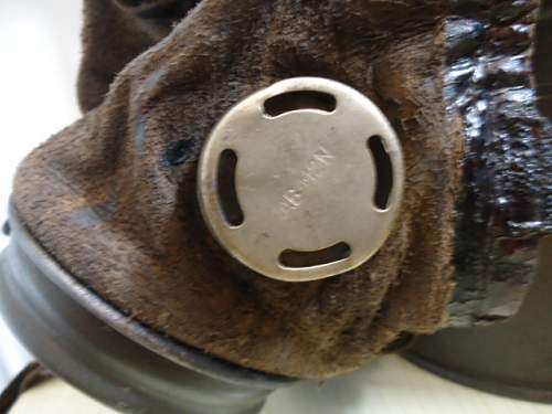 Nicely marked WW1 Gas mask re-issue for pre ww2 troop use.