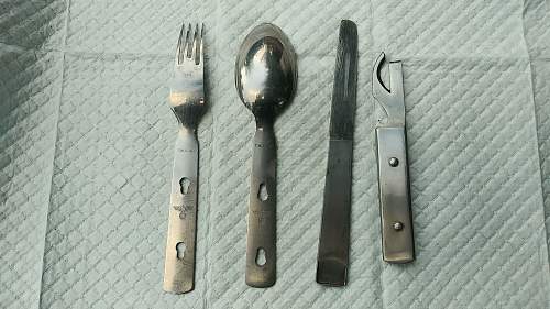 Mess kit spoon knife fork set dated 1940