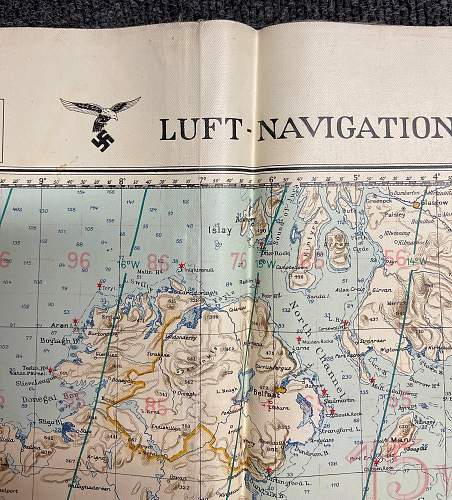 Luftwaffe Navigationskarte Britain &amp; Germany 1941