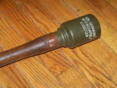 German Trainning stick grenade dated 1939.