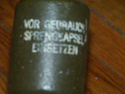 German Trainning stick grenade dated 1939.