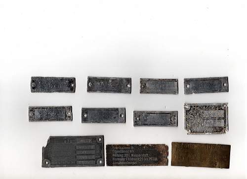 A selection of German data plates from the German tunnels in Jersey, Channel Islands.