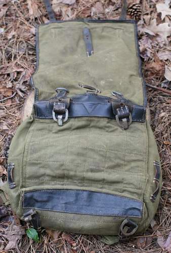 Identification needed on german mine and fitted canvas carrying gear?