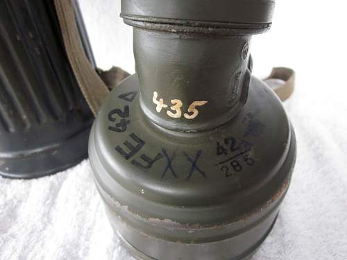 New Gas mask/Canister with name and Feldpost Number