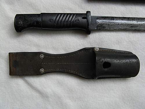 DAK   Souvenired  bayonet in LEATHER FROG ??