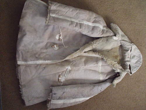 Heavy Winter coat, sheep skin lined, winter colors, German? Russian?